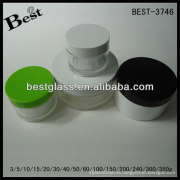 BEST-3746 / jarra petg / tarro acrílico de forma redonda, pmma, abs, as, 3/5/10/15/20/30/40/50/60/100/150/200/240 / ml frascos cosméticos de crema